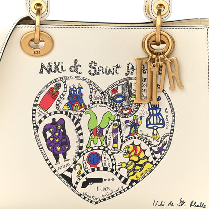 Christian Dior Calfskin Niki De Saint Phalle Heart Medium Supple Lady Dior Off White 7 of 12