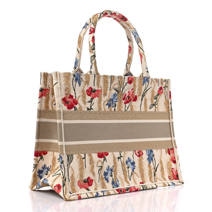 Christian Dior Canvas Embroidered Medium Hibiscus Book Tote Beige Multicolor 3 of 10