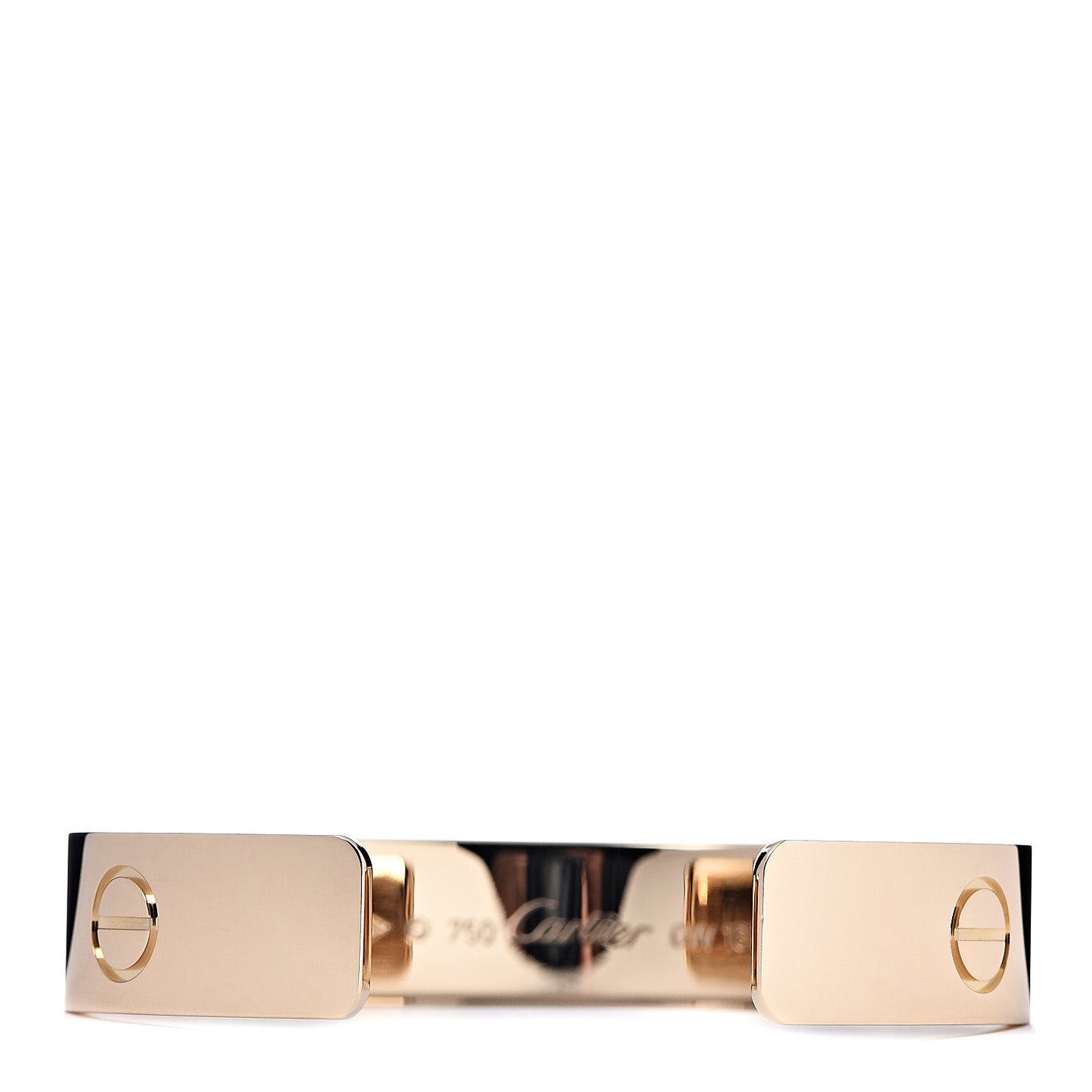 18K Yellow Gold LOVE Cuff Wide Bracelet 17