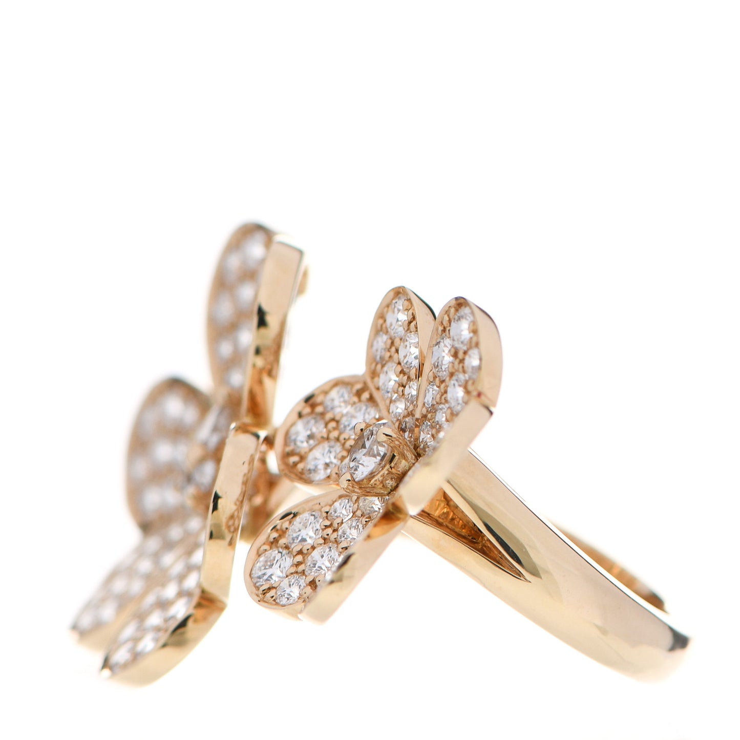 18K Yellow Gold Diamond Frivole Between The Finger Pave Ring 50 5.25