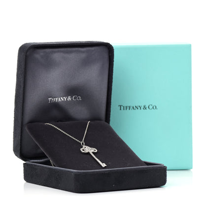 Tiffany Platinum Diamond .41ct Fleur De Lis Key Pendant Necklace 7 of 7