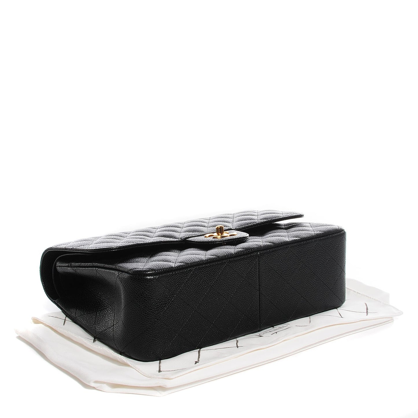 Caviar Quilted Jumbo Double Flap Black