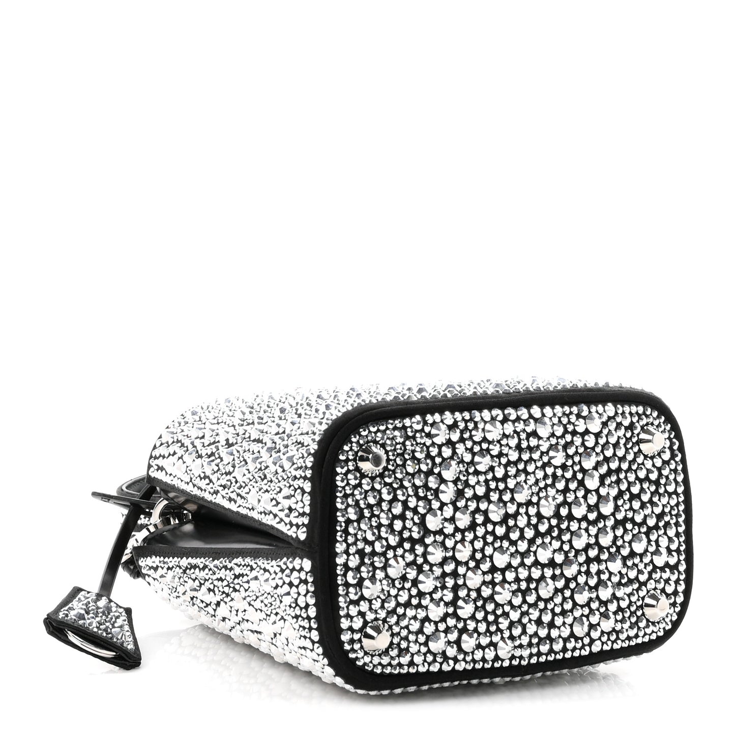 Satin Crystal Small Panier Bucket Bag Metal