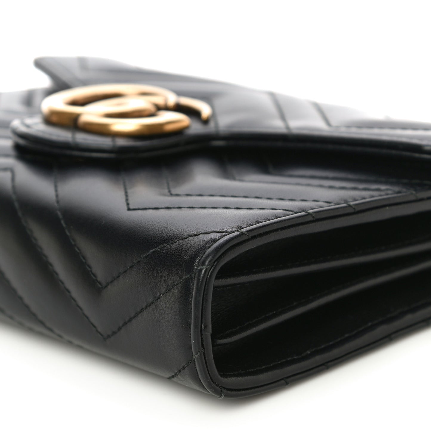Calfskin Matelasse GG Marmont Chain Wallet Black