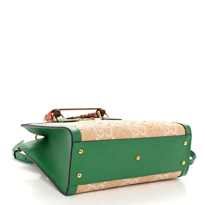 Gucci Raffia Textured Dollar Calfskin Web GG Monogram Small Diana Tote Bag Natural White New Shamarock Deep Orange 4 of 9