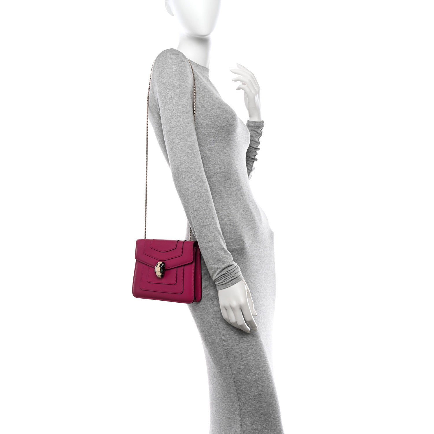 Bulgari Calfskin Small Serpenti Forever Snake Strap Crossbody Bag Pink 2 of 12