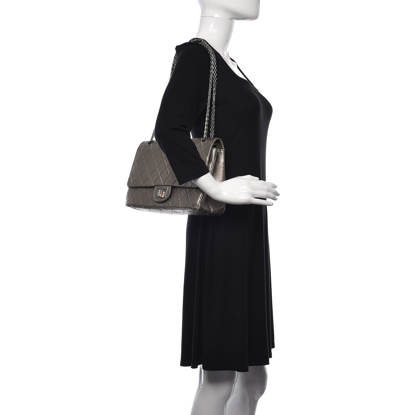 Aged Calfskin Quilted 2.55 Reissue 227 Flap Grey