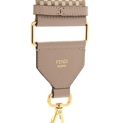 Fendi Ribbon Vitello King Logo Embossed Gingham Woven Adjustable Strap You Beige 4 of 5