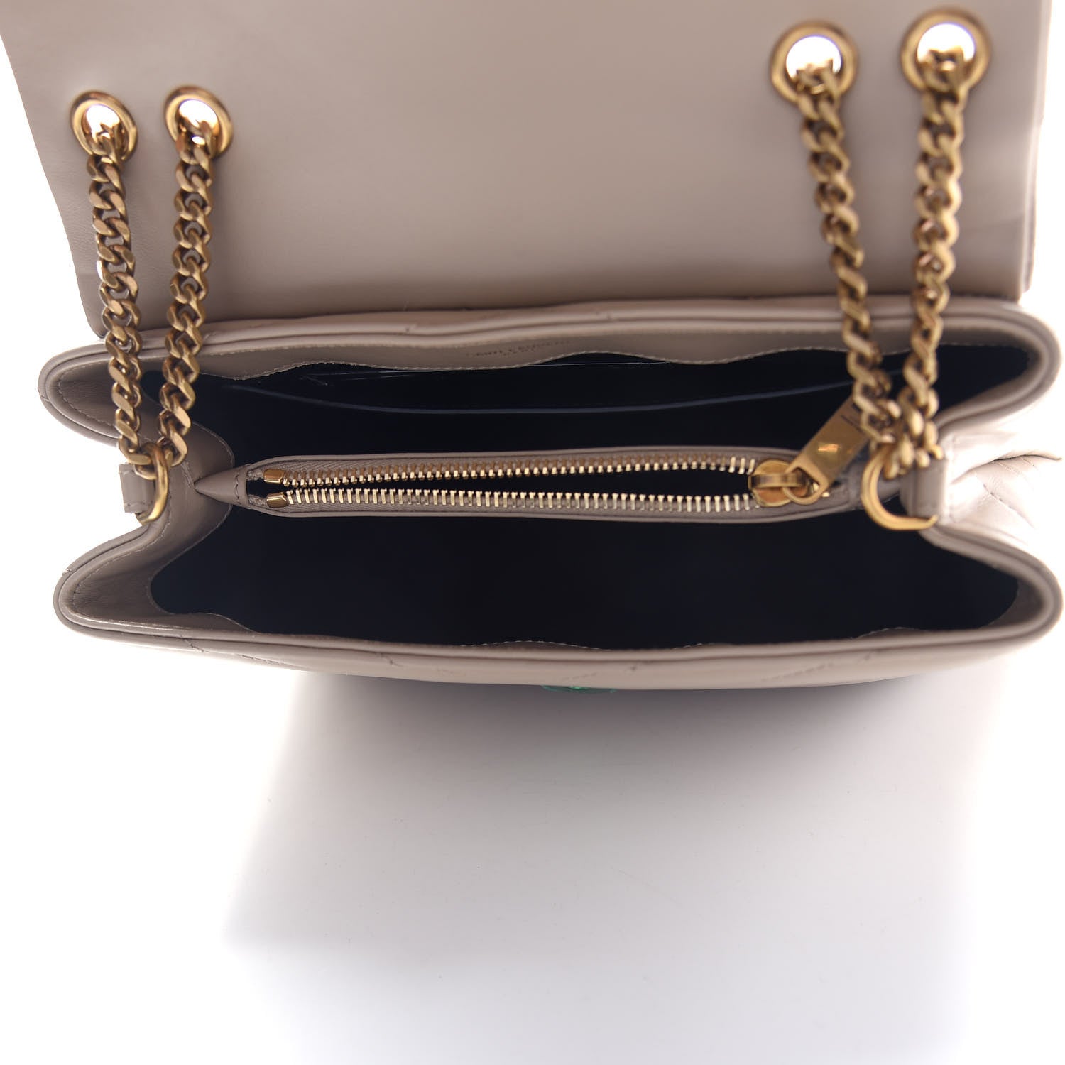 Saint Laurent Calfskin Y Quilted Monogram Small Loulou Chain Satchel Dark Beige 5 of 9