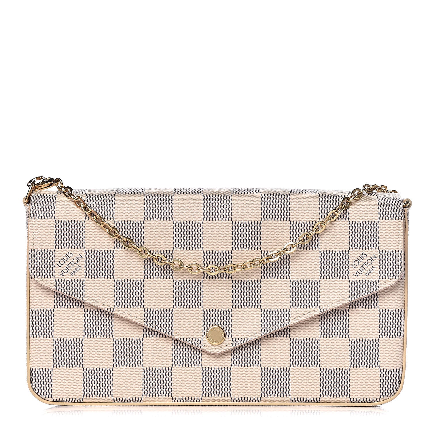 Louis Vuitton Damier Azur Pochette Felicie Chain Wallet Rose Ballerine 1 of 14