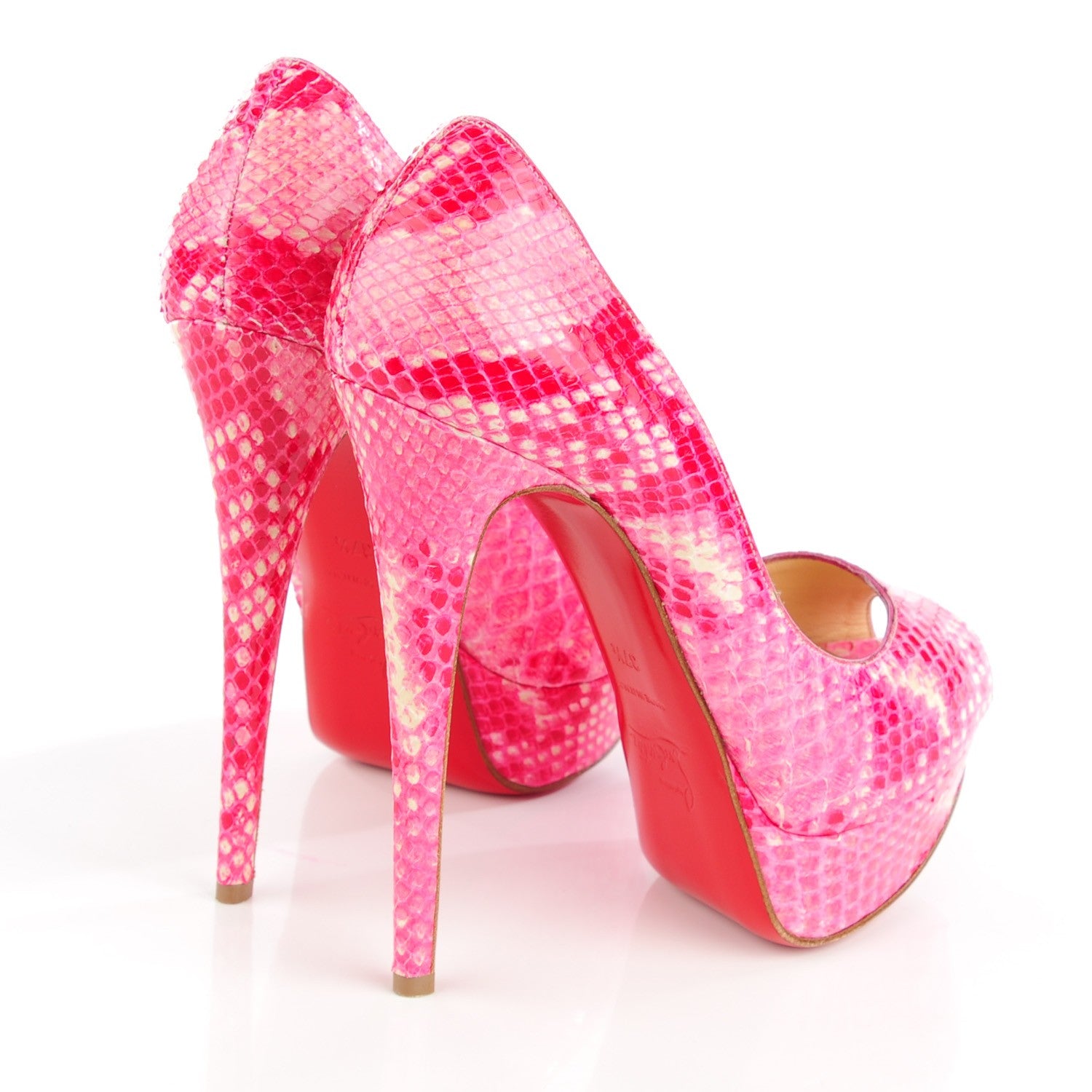 Christian Louboutin Python Lady Peep 150 Pumps 37.5 Rose Matador 5 of 10