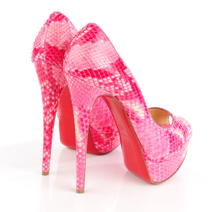Christian Louboutin Python Lady Peep 150 Pumps 37.5 Rose Matador 5 of 10