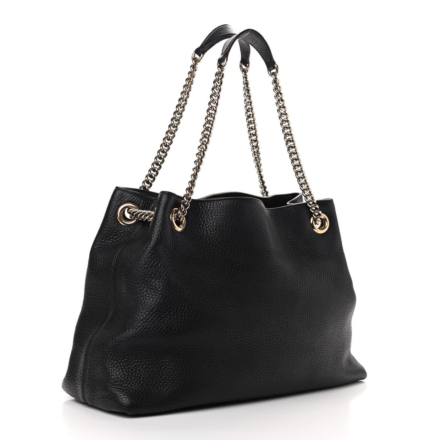 Pebbled Calfskin Medium Soho Chain Shoulder Bag Black