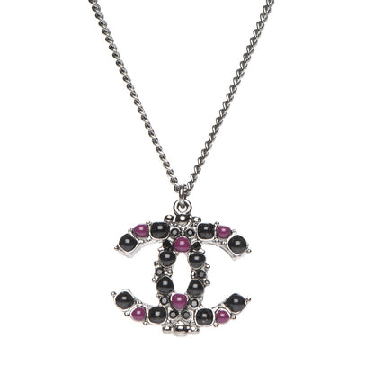 Chanel Ruthenium Resin CC Necklace Black Purple 4 of 8