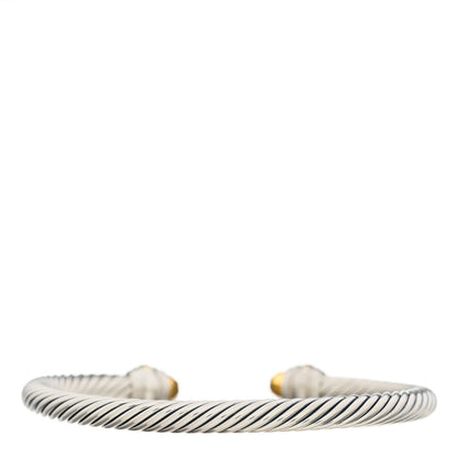 David Yurman Sterling Silver 14K Yellow Gold Citrine 5mm Cable Classics Bracelet 2 of 3