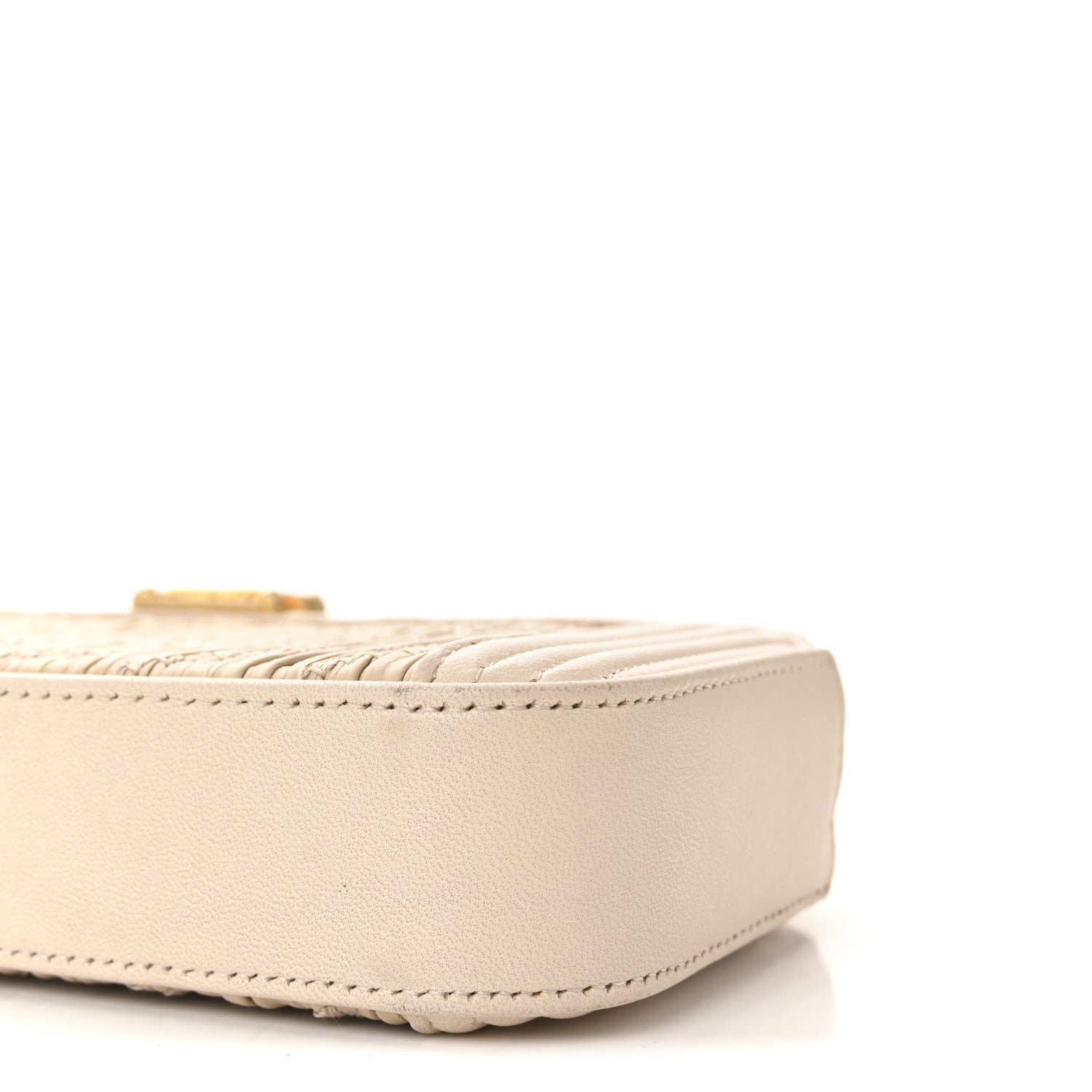 Chanel Crumpled Lambskin Chevron Quilted Pleated Small Boy Clutch With Chain Beige 10 of 10