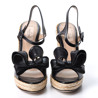 Valentino Garavani Nappa Bow Espadrille Wedge Sandals 38 Black 2 of 11