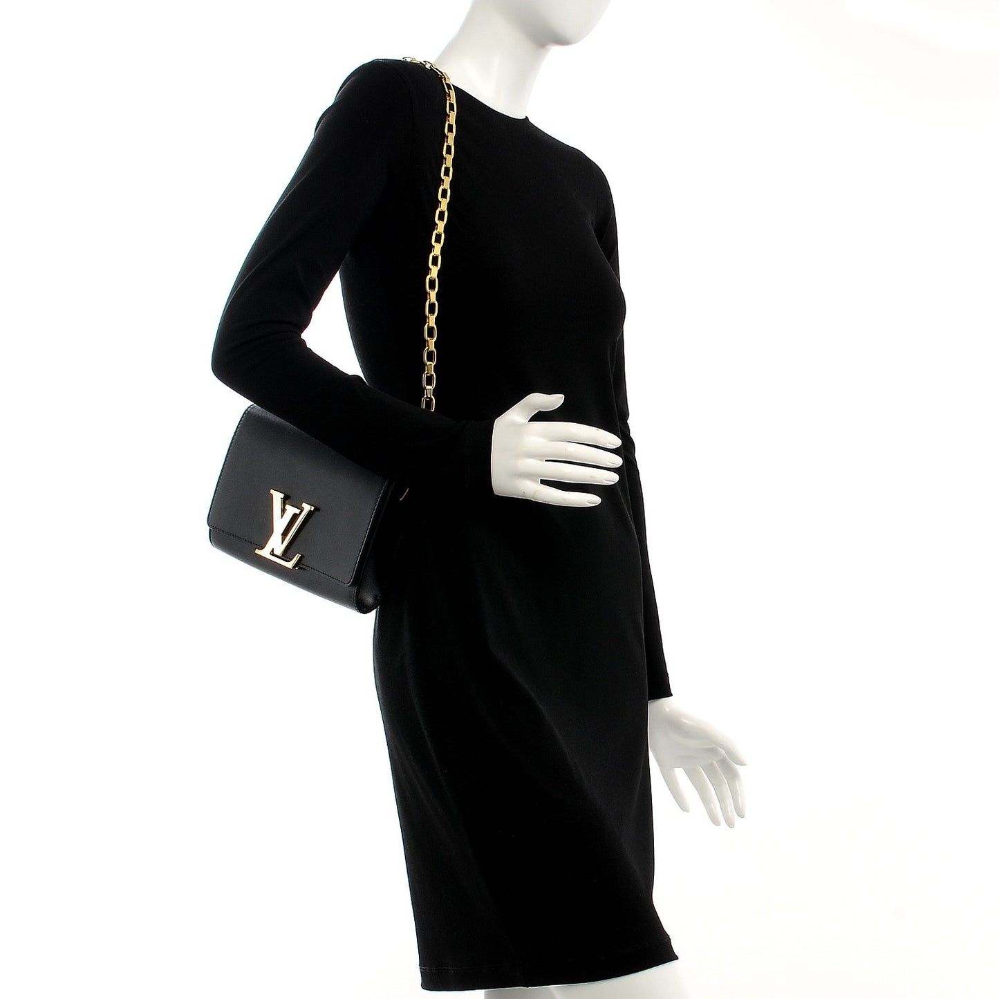 Calfskin Chain Louise GM Black