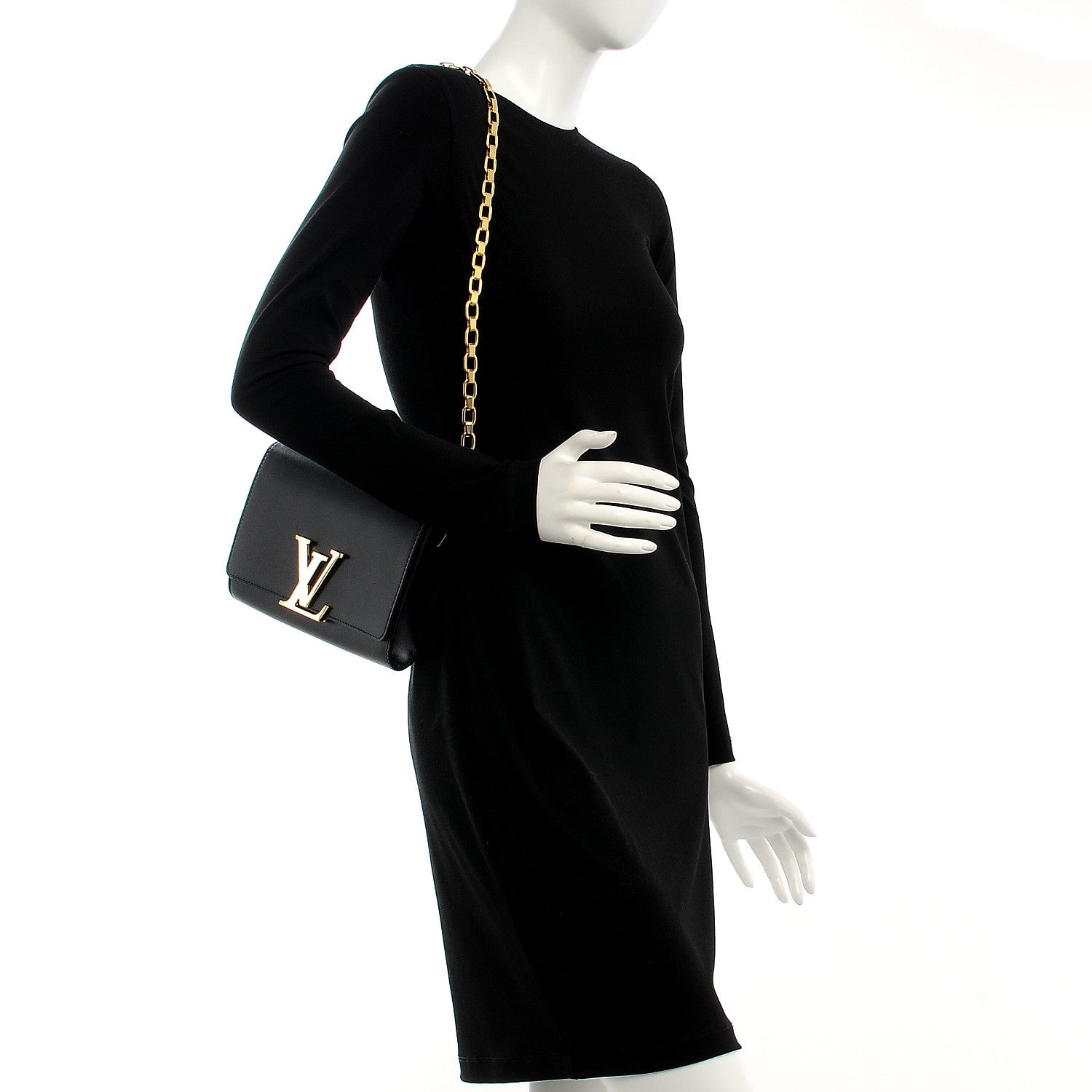 Louis Vuitton Calfskin Chain Louise GM Black 2 of 7