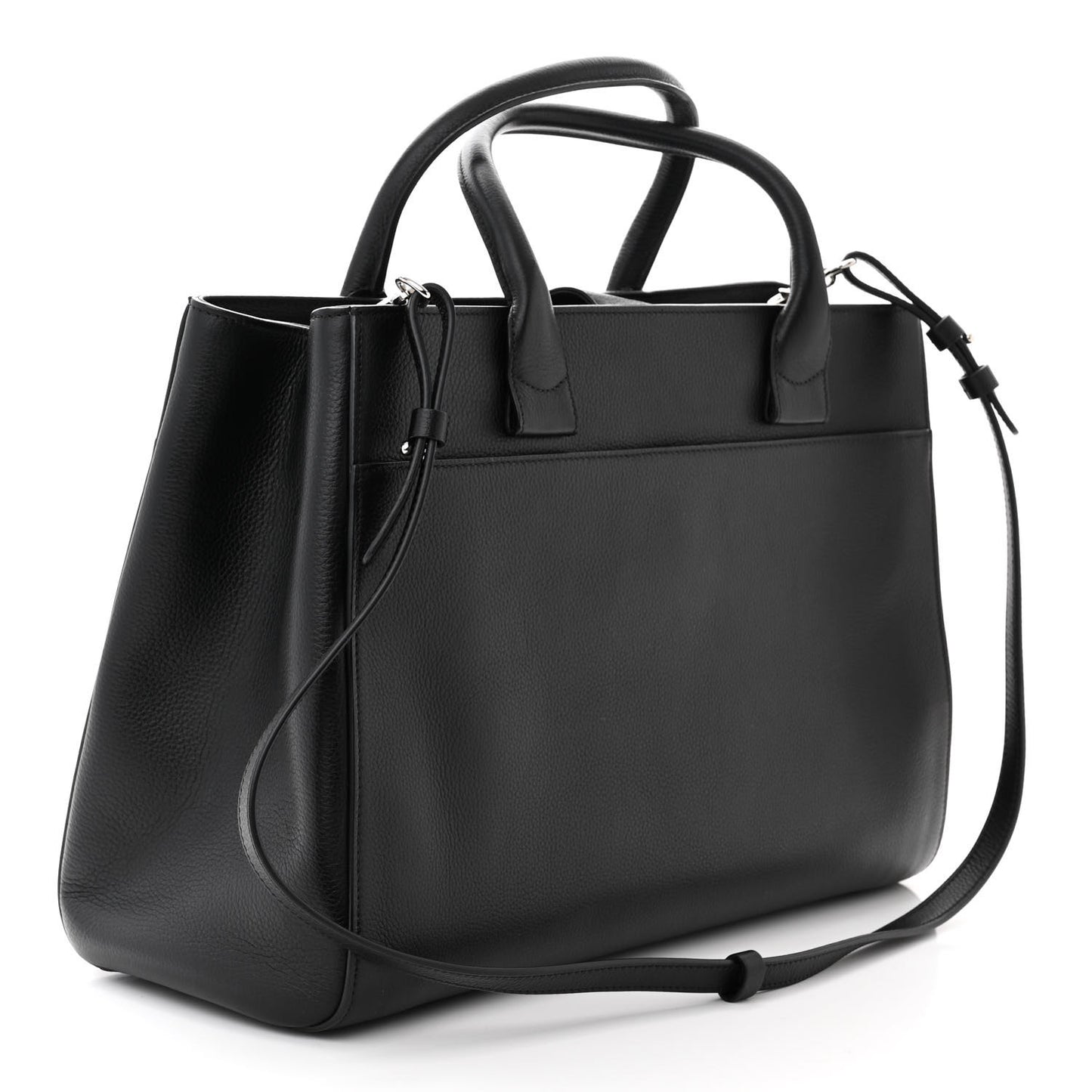 Grained Calfskin Large Neo Executive Shopper Tote Black