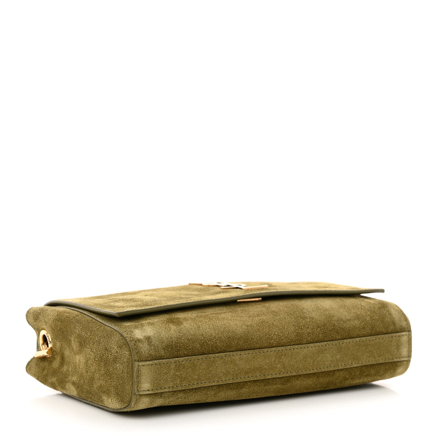 Smooth Calfskin Suede Small Reversible Monogram Kate Satchel Loden Green