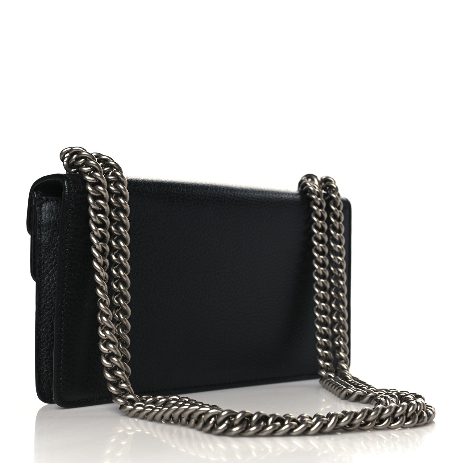 Gucci Dollar Calfskin Enamel Small Dionysus Shoulder Bag Black Electric Blue 3 of 9