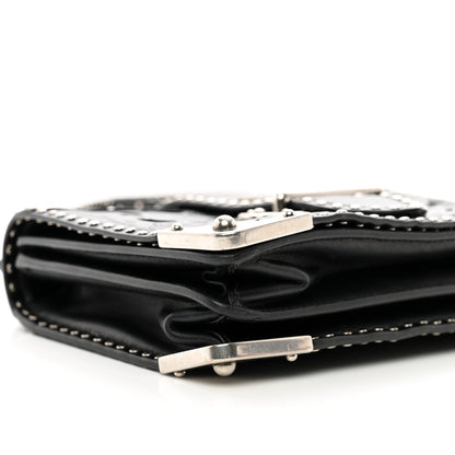 Prada City Calf Saffiano Studded Laser Cut Cahier Bag Black 8 of 11