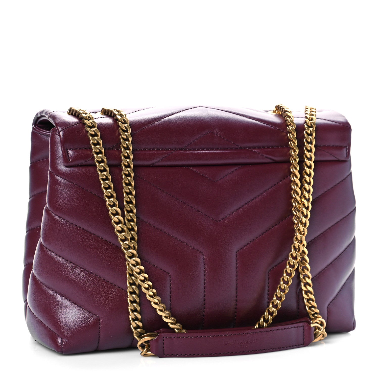Saint Laurent Calfskin Y Quilted Monogram Small Loulou Chain Satchel Dark Legion Red 3 of 9