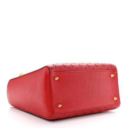 Christian Dior Calfskin Laser Cut Medium Lady Dior Red 4 of 14