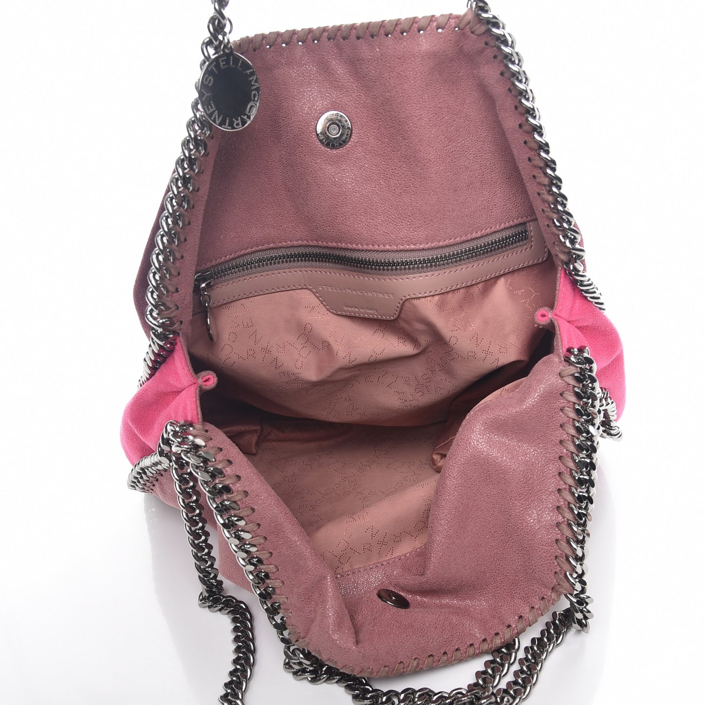 Shaggy Deer Tri-Color Falabella Fold Over Tote Pink