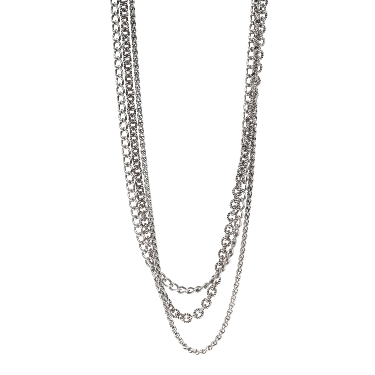 David Yurman Sterling Silver Three Row Chain Necklace 1 of 4