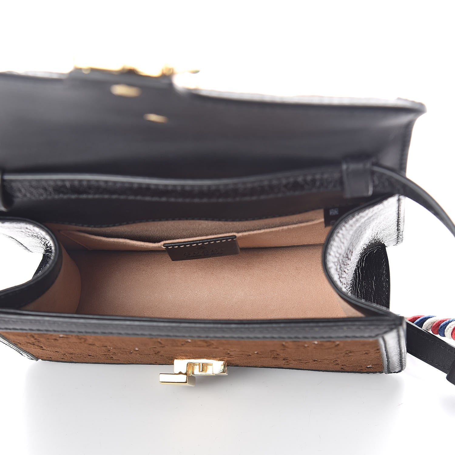 Gucci Velvet GG Monogram Web Mini Sylvie Top Handle Bag Brown Black Oro Vecchio 6 of 11