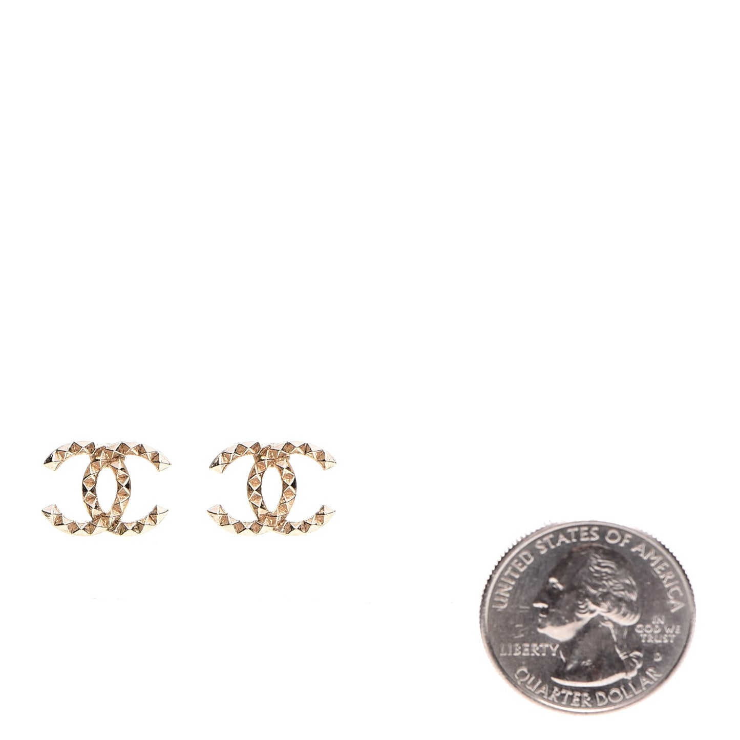Studded CC Earrings Gold