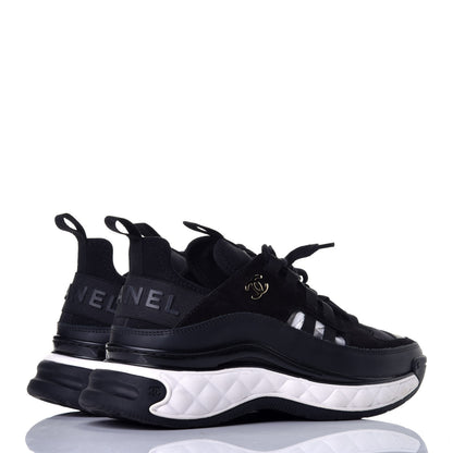 Chanel Velvet Calfskin Mixed Fibers CC Sneakers 37.5 Black 4 of 11