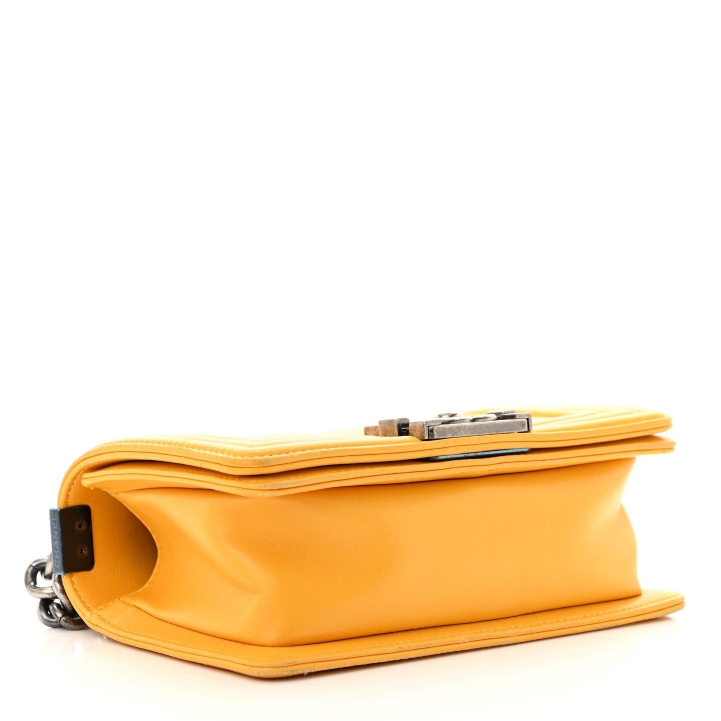 Lambskin Quilted Small Boy Flap Yellow