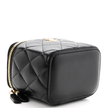 Chanel Lambskin Quilted Mini Pearl Crush Vanity Case With Chain Black 9 of 11