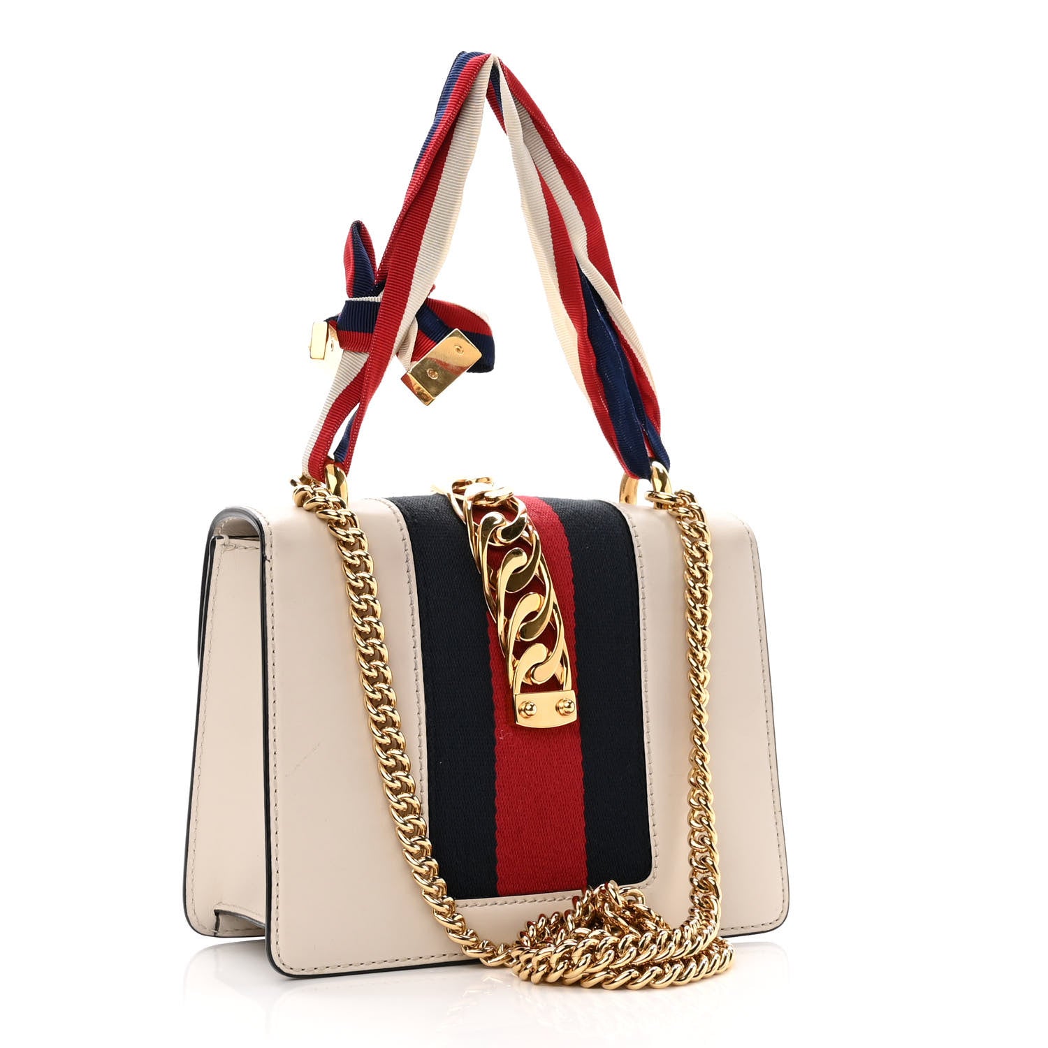 Gucci Calfskin Mini Sylvie Chain Shoulder Bag White 3 of 13