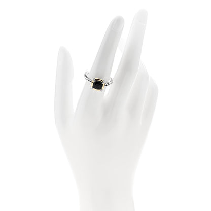 David Yurman Sterling Silver 18K Yellow Gold Diamond Black Onyx 7mm Petite Chatelaine Ring 54 7 2 of 7