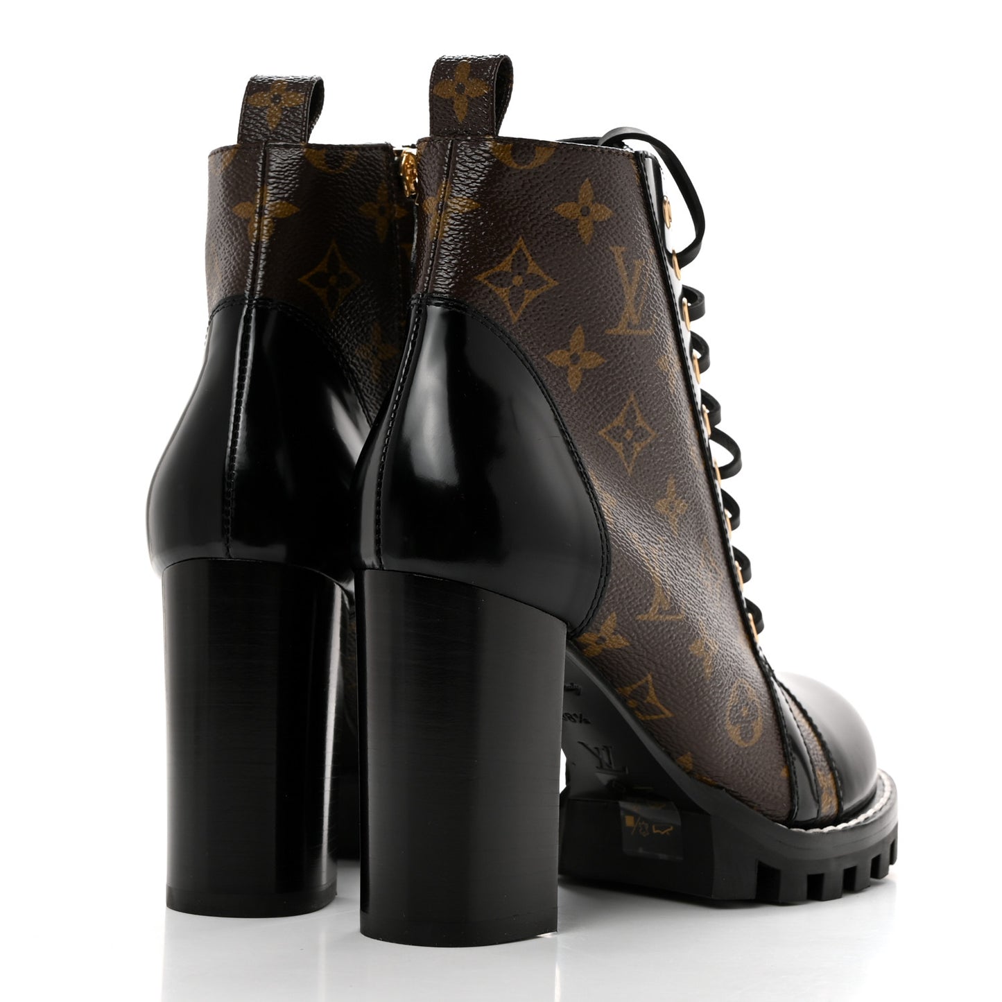 Patent Calfskin Monogram Star Trail Ankle Boots 38.5 Black