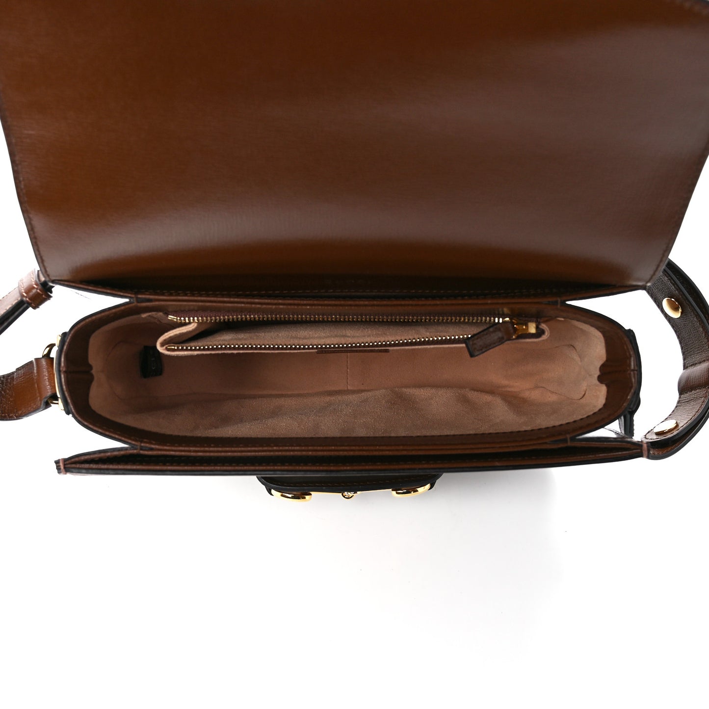GG Supreme Monogram Horsebit 1955 Shoulder Bag Beige Brown Sugar