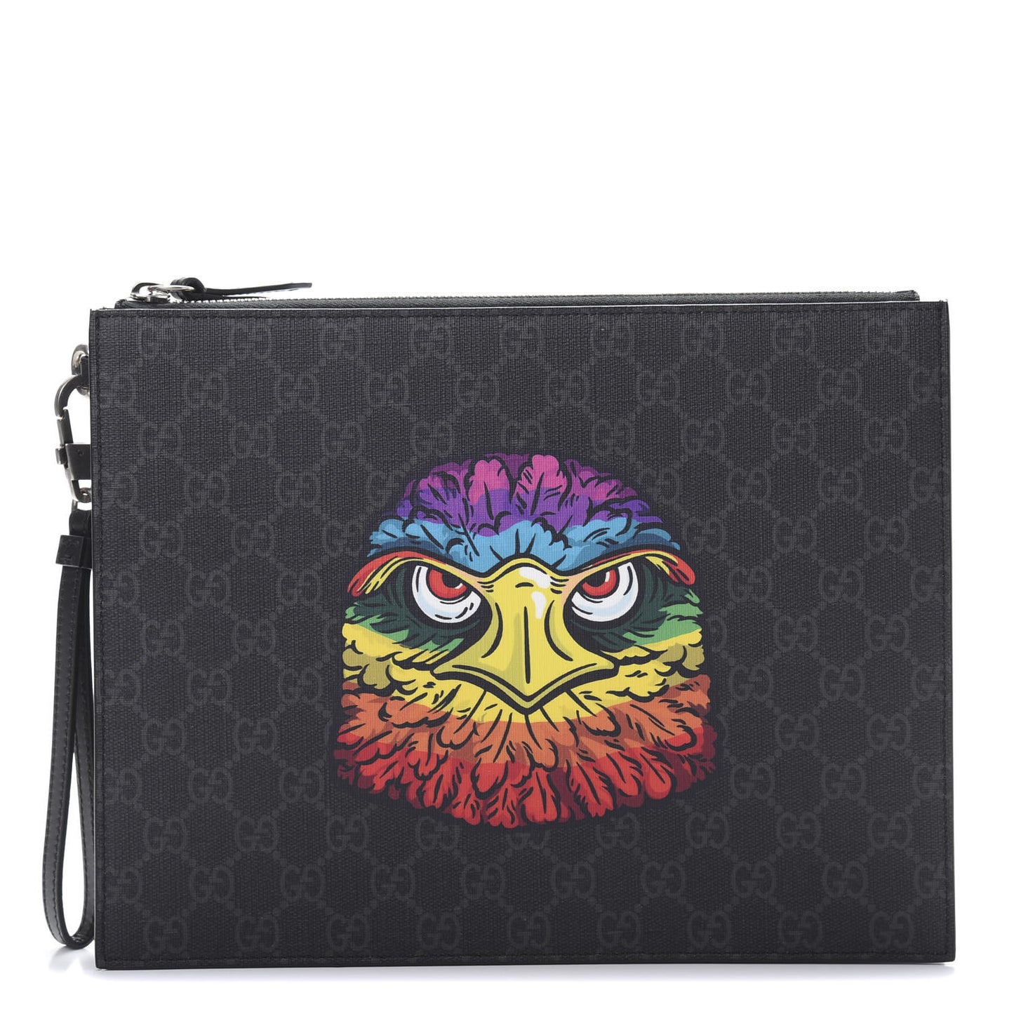 GG Supreme Monogram Rainbow Eagle Documents Holder Black Grey Multicolor