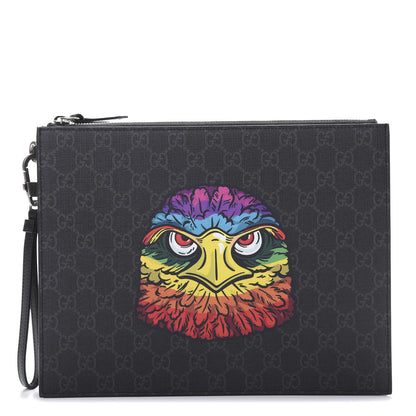Gucci GG Supreme Monogram Rainbow Eagle Documents Holder Black Grey Multicolor 1 of 8