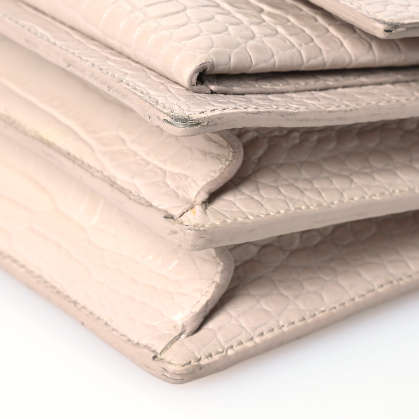 Calfskin Crocodile Embossed Medium Monogram Sunset Dark Beige