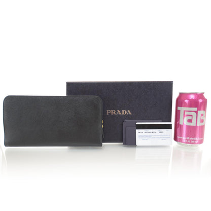 Prada Saffiano Metal Continental Wallet Nero Black 2 of 7