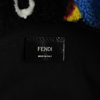 Fendi Shearling Patchwork Monster Eyes Backpack Black Multicolor 6 of 8