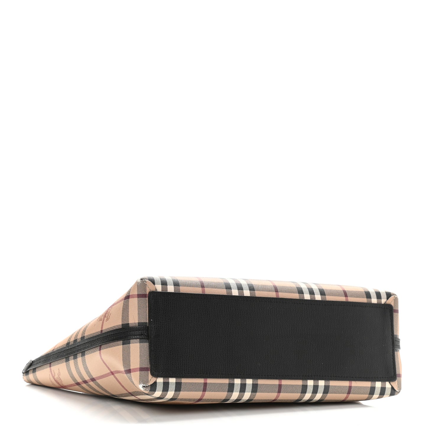 Grainy Calfskin Haymarket Check Small Reversible Tote Black