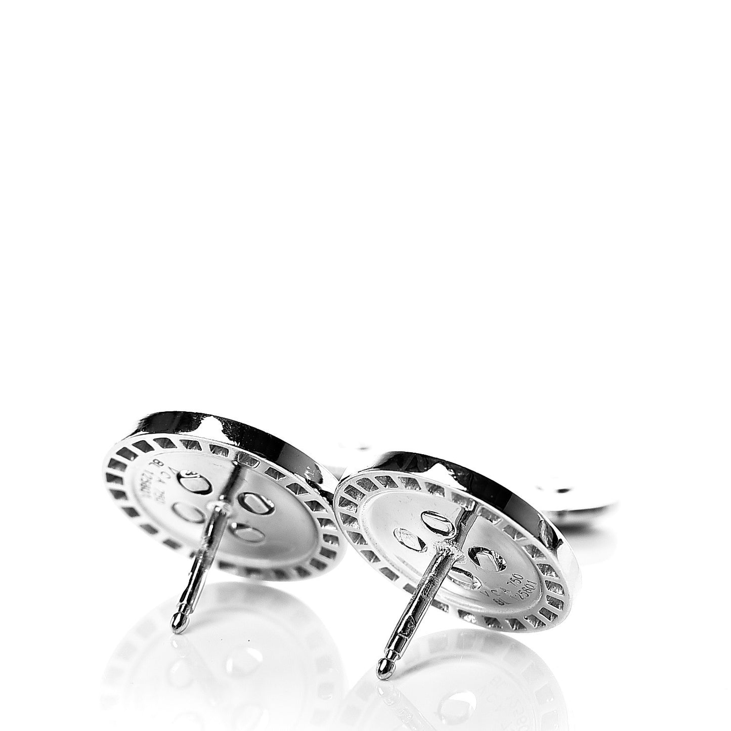 18K White Gold Diamond Boutonniere Button Earrings