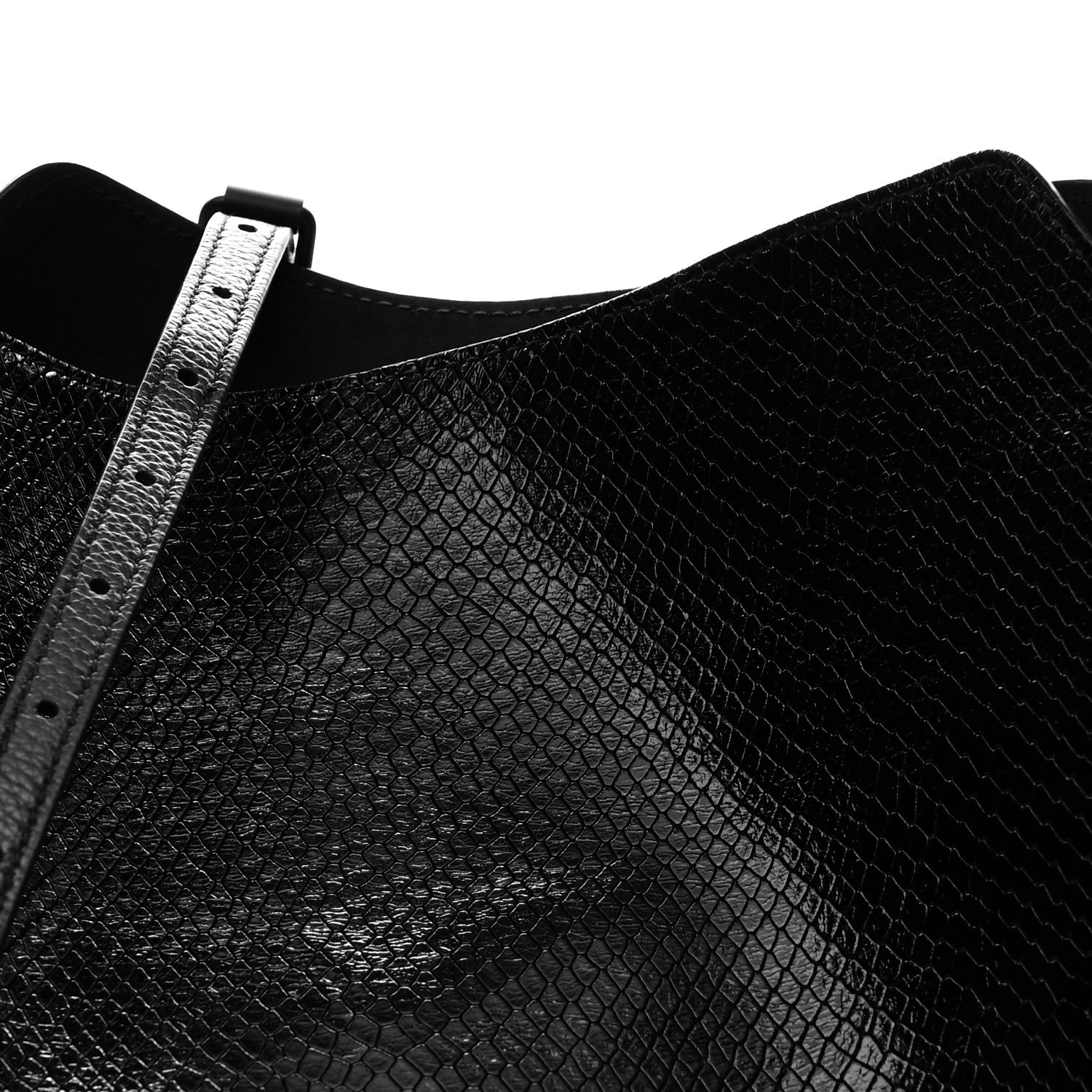 Balenciaga Extra Supple Calfskin Snakeskin Embossed Calfskin Small Tool 2.0 North-South Tote Black 8 of 12