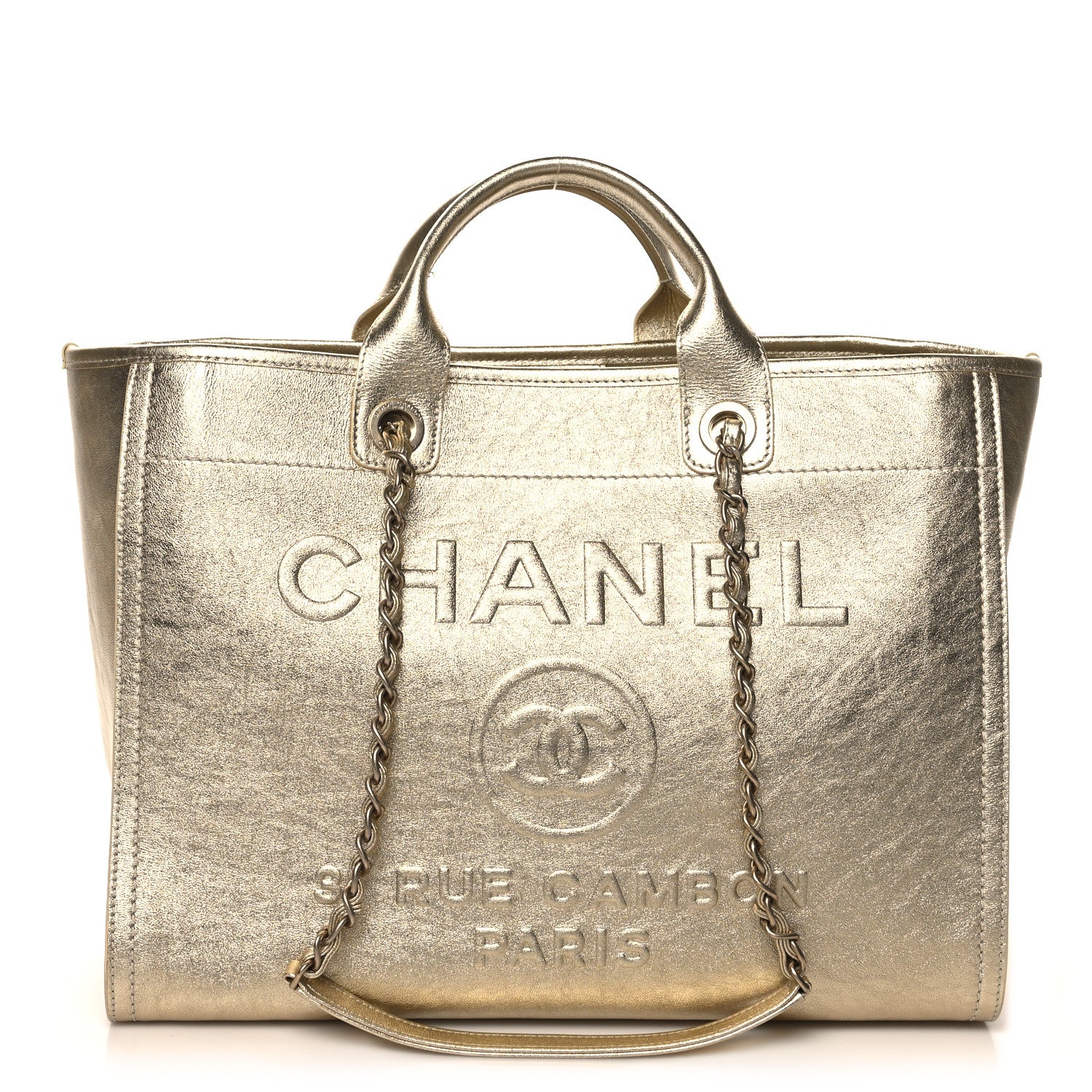 Chanel Metallic Calfskin Medium Deauville Tote Gold 1 of 12