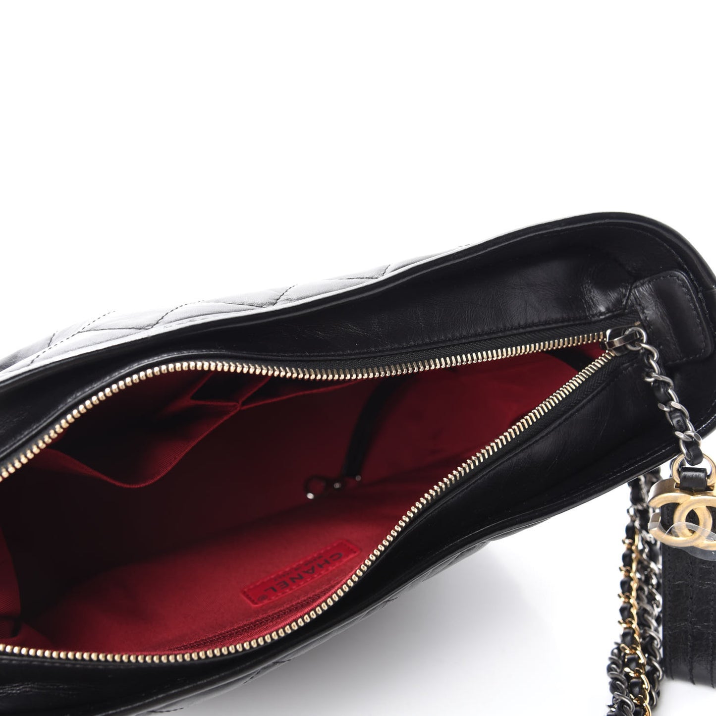 Aged Calfskin Quilted Medium Gabrielle Hobo Black